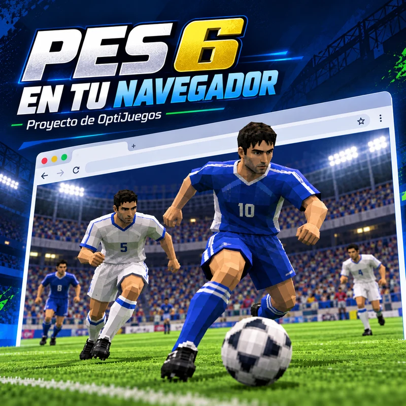PES 6 en el navegador: ilustración editorial del proyecto de OptiJuegos